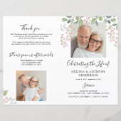 Programme de mémorial photo florale élégant pour 2 (Devant)