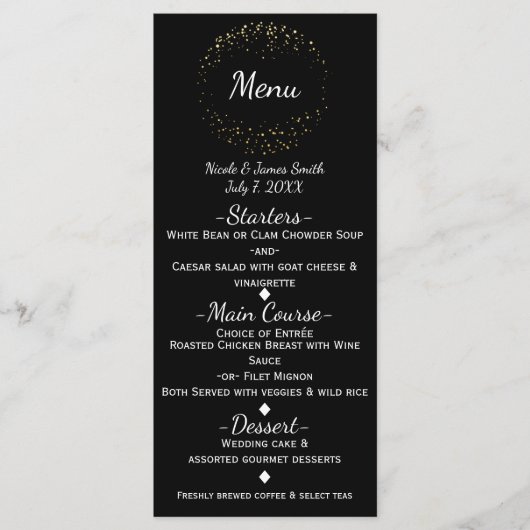 Programme de menu cercle paillettes glamour abstra (Devant)