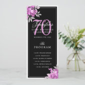 Programme de menu d'anniversaire 70 ans Fleurs ros (Debout devant)