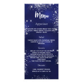 Programme de menu d'anniversaire navy bleu argent (Devant)