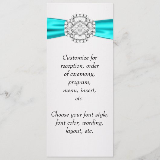 Programme de menu de mariage bleu sarcelle (Devant)