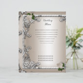 Programme de Menu de Mariage Crème Rose Blanc (Debout devant)