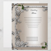 Programme de Menu de Mariage Crème Rose Blanc (Devant / Derrière)