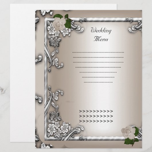 Programme de Menu de Mariage Crème Rose Blanc (Devant / Derrière)