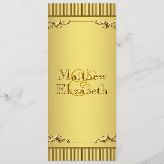 Programme de menu de mariage élégant en or (Devant)
