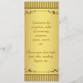 Programme de menu de mariage élégant en or (Dos)