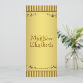 Programme de menu de mariage élégant en or (Debout devant)