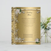 Programme de menu de mariage Rose blanche or (Debout devant)