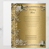 Programme de menu de mariage Rose blanche or (Devant / Derrière)