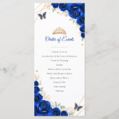 Programme de Menu de Quinceanera Floral Bleu Royal (Dos)