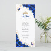 Programme de Menu de Quinceanera Floral Bleu Royal (Debout devant)