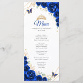 Programme de Menu de Quinceanera Floral Bleu Royal (Devant)