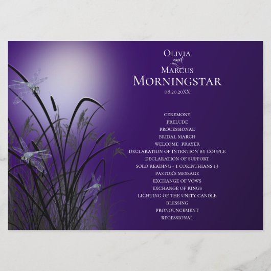 Programme de menu mariage | Amethyst Purple Dragon (Dos)