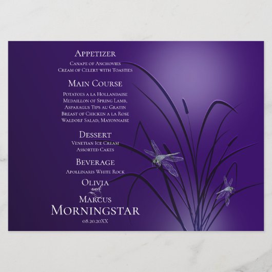 Programme de menu mariage | Amethyst Purple Dragon (Devant)