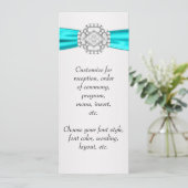 Programme de menu Mariage bleu turquoise (Debout devant)