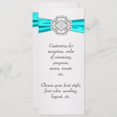 Programme de menu Mariage bleu turquoise (Devant / Derrière)