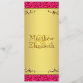 Programme de menu Mariage rose et or chaud (Devant)