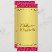 Programme de menu Mariage rose et or chaud (Devant / Derrière)