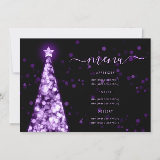 Programme de menu Mariage violet de l'arbre de Noë (Dos)