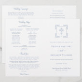 Programme de Messe de Mariage Catholique Bleu Pous (Devant / Derrière)