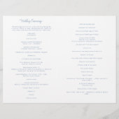 Programme de Messe de Mariage Catholique Bleu Pous (Dos)