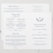Programme de messe de mariage catholique bleu pous (Devant / Derrière)