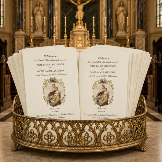 Programme de messe de mariage catholique élégant