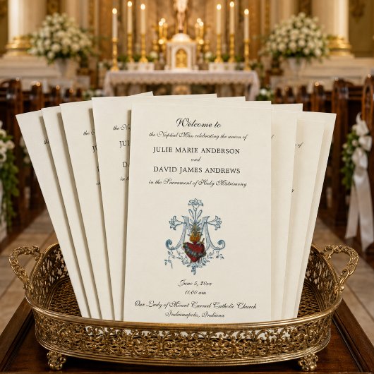 Programme de messe de mariage catholique élégant