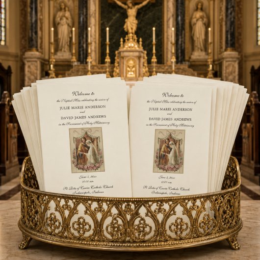 Programme de messe de mariage catholique floral él