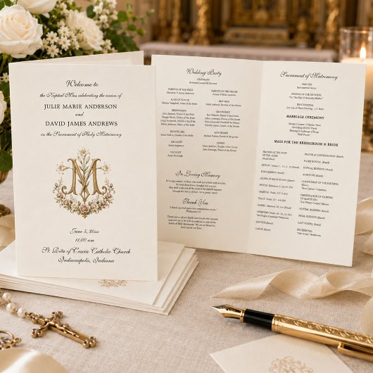 Programme de messe de mariage catholique romain