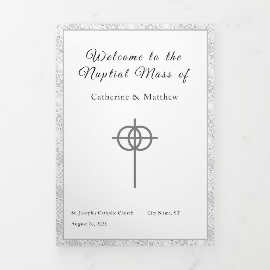 Programme de messe de mariage photo trifold pli le (Page de couverture)