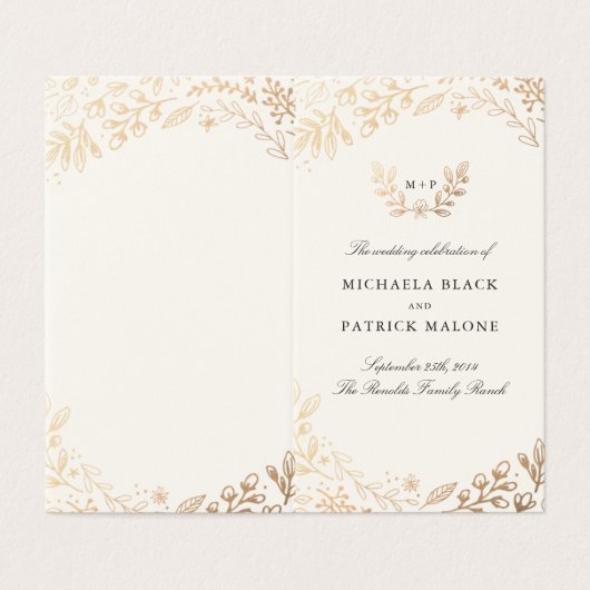 Programme de mini-mariage Fleurs de récolte (Outside Unfolded)