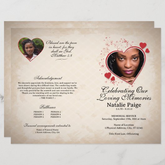 Programme de modèle funéraire sur le thème du coeu (Devant / Derrière)