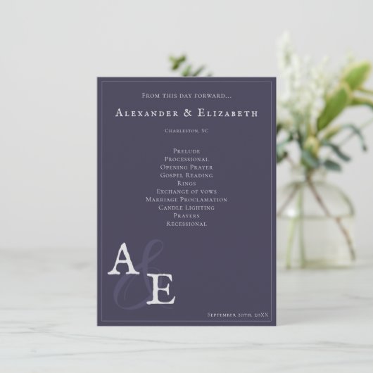Programme de monogramme minimaliste Plum Purple (Debout devant)