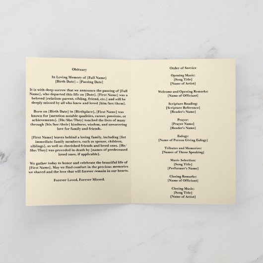 Programme de nécrologie de commémoration des funér (Intérieur)