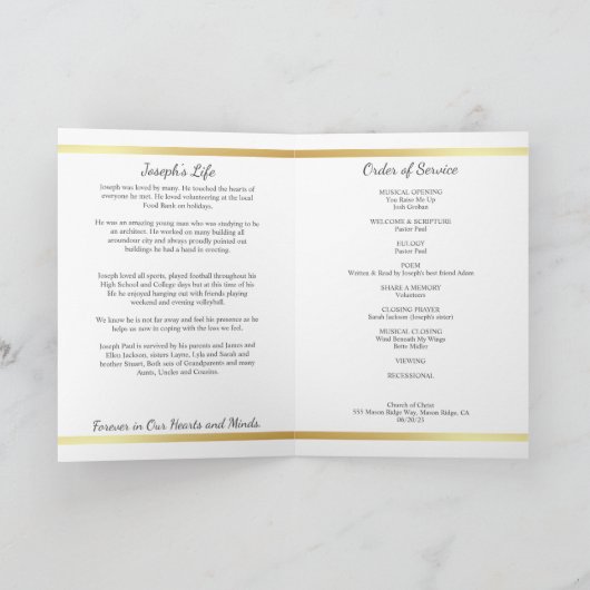 Programme de nécrologie funéraire dorée (Intérieur)