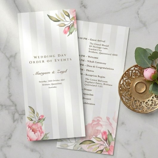 Programme de Nikah islamique | Fleurs de Paeonie à