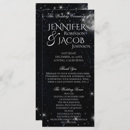 Programme de nuit étoilée avec lune (Devant / Derrière)