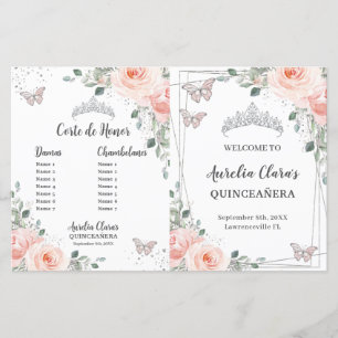 Programme de papillons floraux rose pâle Quinceañe
