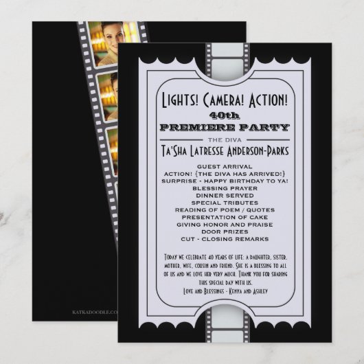 Programme de partie de film dans le billet pourpre (Devant / Derrière)