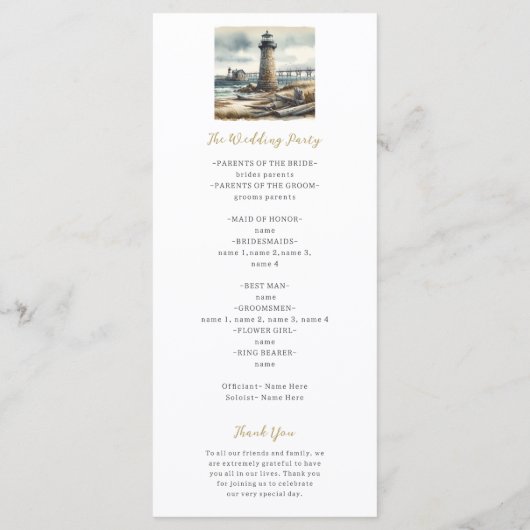 Programme de phare côtier rustique de la plage de  (Dos)