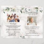 Programme de photos du service funéraire commémora (Devant / Derrière)