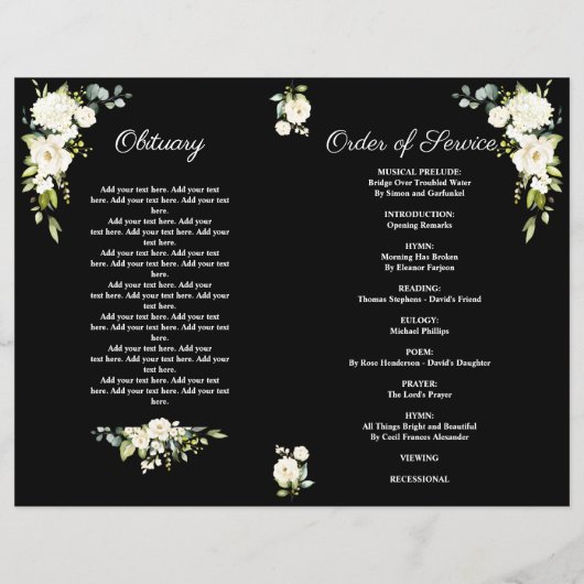 Programme de photos du service funéraire de fleurs (Dos)