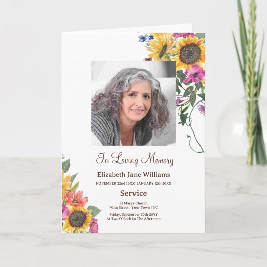 Programme de photos sur l'ordre de service funérai (Devant)