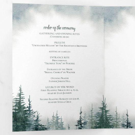 Programme de pliage à trois lettres Mariage rustiq (Intérieur en premier)