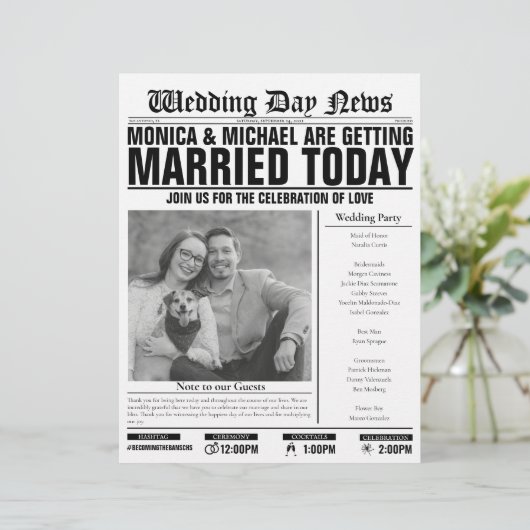 Programme de presse Mariage personnalisable (Debout devant)