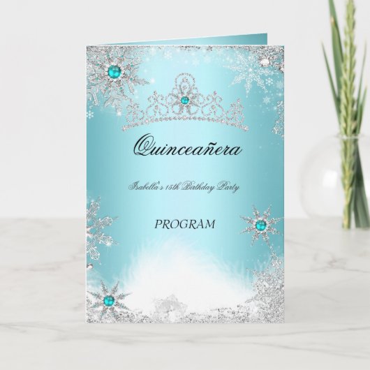 Programme de Quinceanera Bleu Turquoise Aqua Cobal (Devant)
