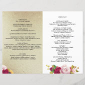 Programme de Quinceanera d'or rouge et de fleurs j (Dos)