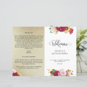 Programme de Quinceanera d'or rouge et de fleurs j (Debout devant)