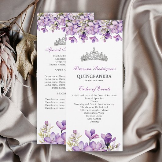 Programme de Quinceañera Fleurie Couronne de Lavan